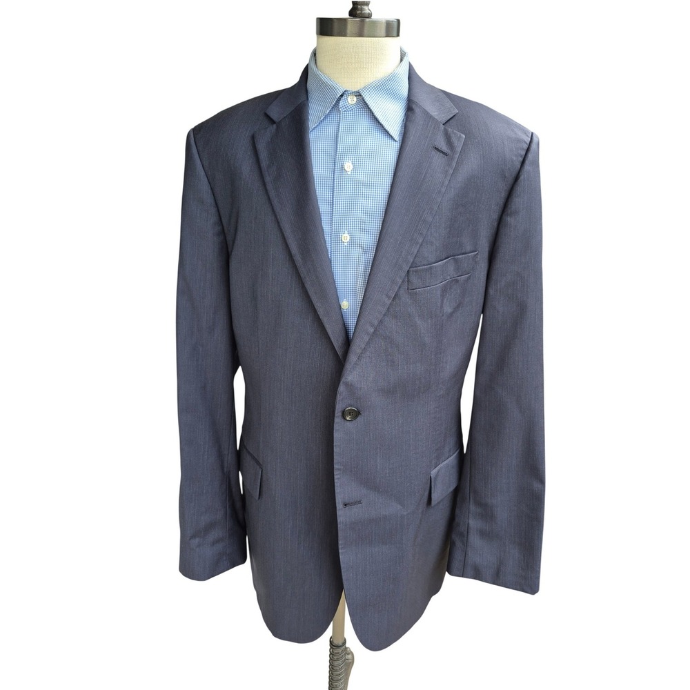 Hugo Boss Paolini Movio Mens Navy‎ Grey Blue Textured Blazer Sport Coat USA 46 L